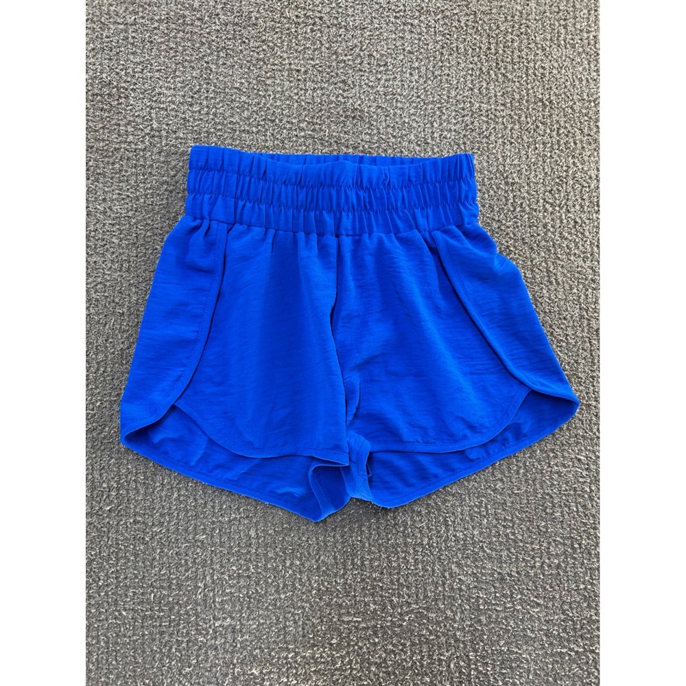 Impressions Royal Blue Smocked High Waist Athletic Shorts WF6692 Small NWT